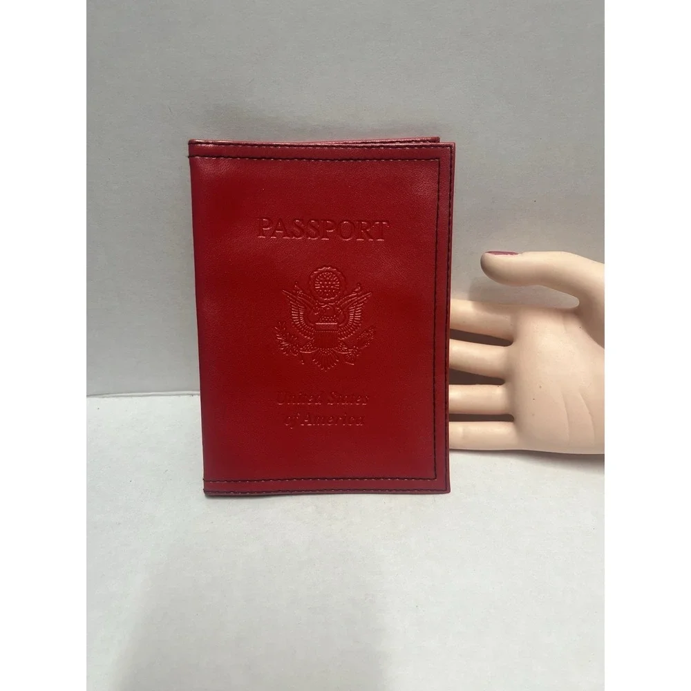 Red‎ Passport Holder Cover United States of America Seal non leather